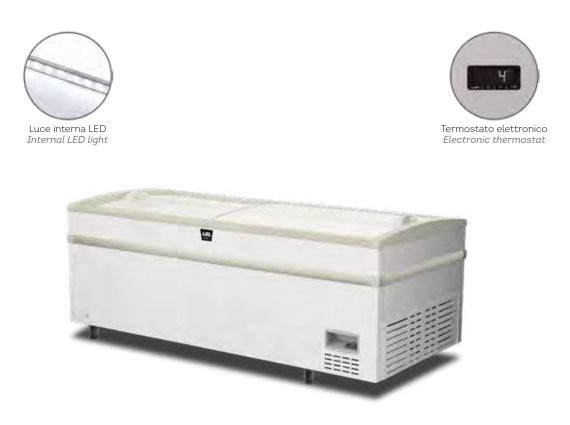 GT EVO 200 HGD. Isola a vetri scorrevoli da 2.0 mt. Temperatura -18/-23° LED